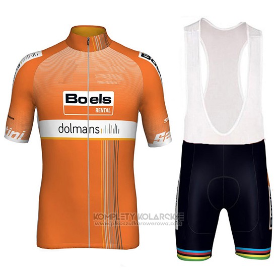 2018 Odziez Rowerowa Boels Dolmans Pomaranczowy Krotkie Rekawy i Rowerowe Szelkach